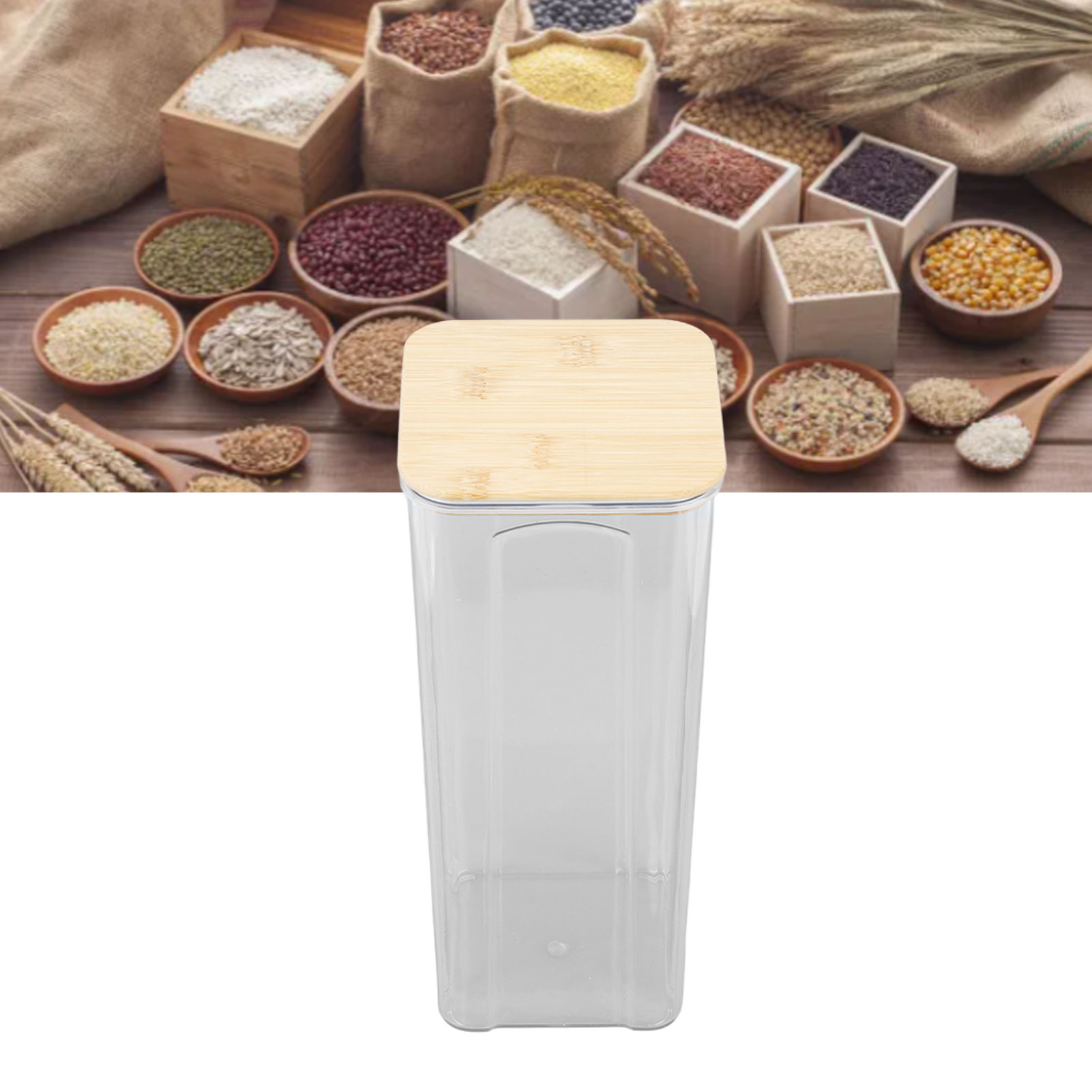 Luftdichter Lebensmittelbehälter, Durchsichtiges Vorratsglas Mit Bambusdeckel Für Nudeln, Mehl, Getreide, Reis, Tee, Kaffee, 2000 Ml, 10,7 X 25,5 Cm (4,2 X 10,0 Zoll)