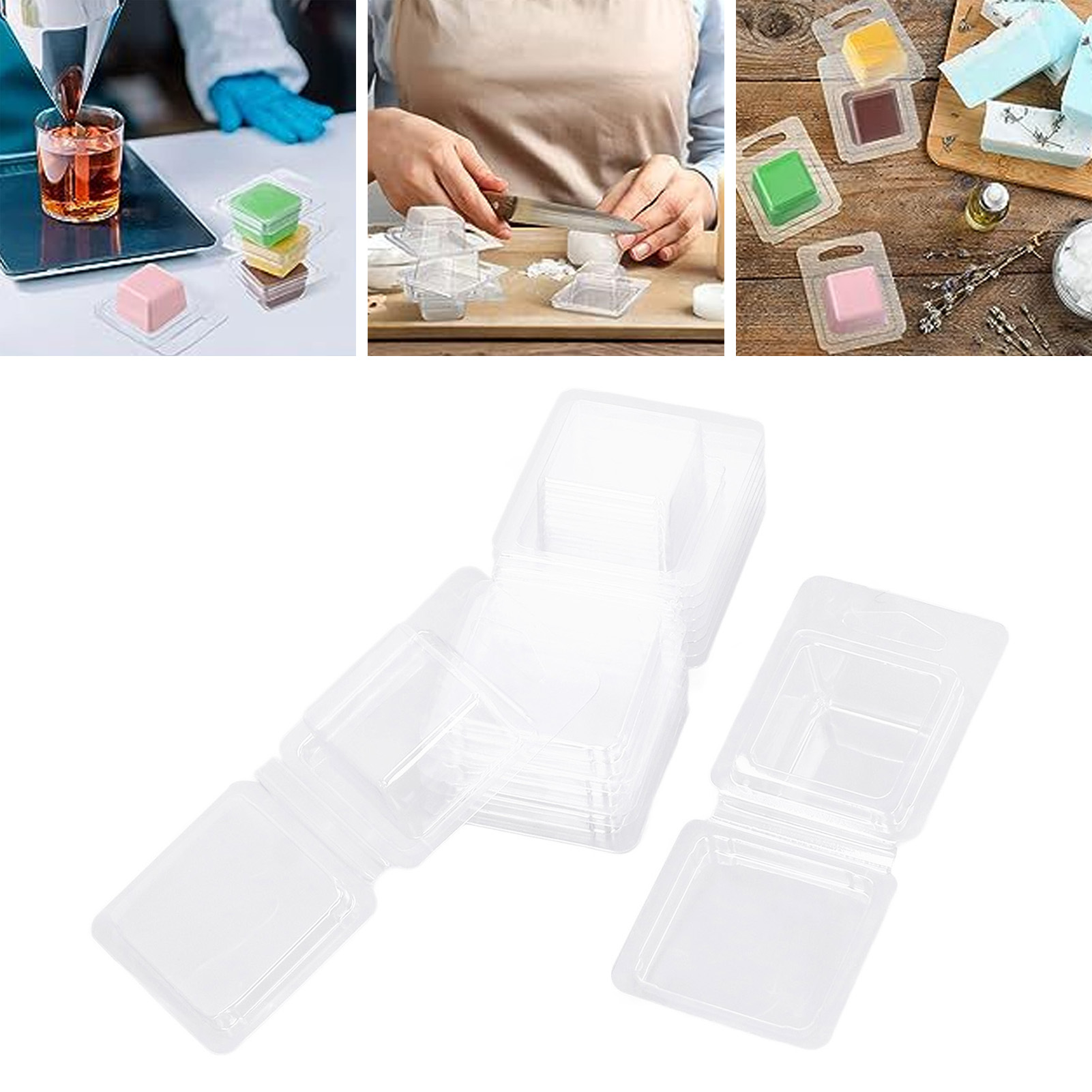 Diy-kerzenform, 100 Stück, Pet-kerzenschale, Transparent, Mit Separatem Aufhängeloch, Rechteckiger Behälter