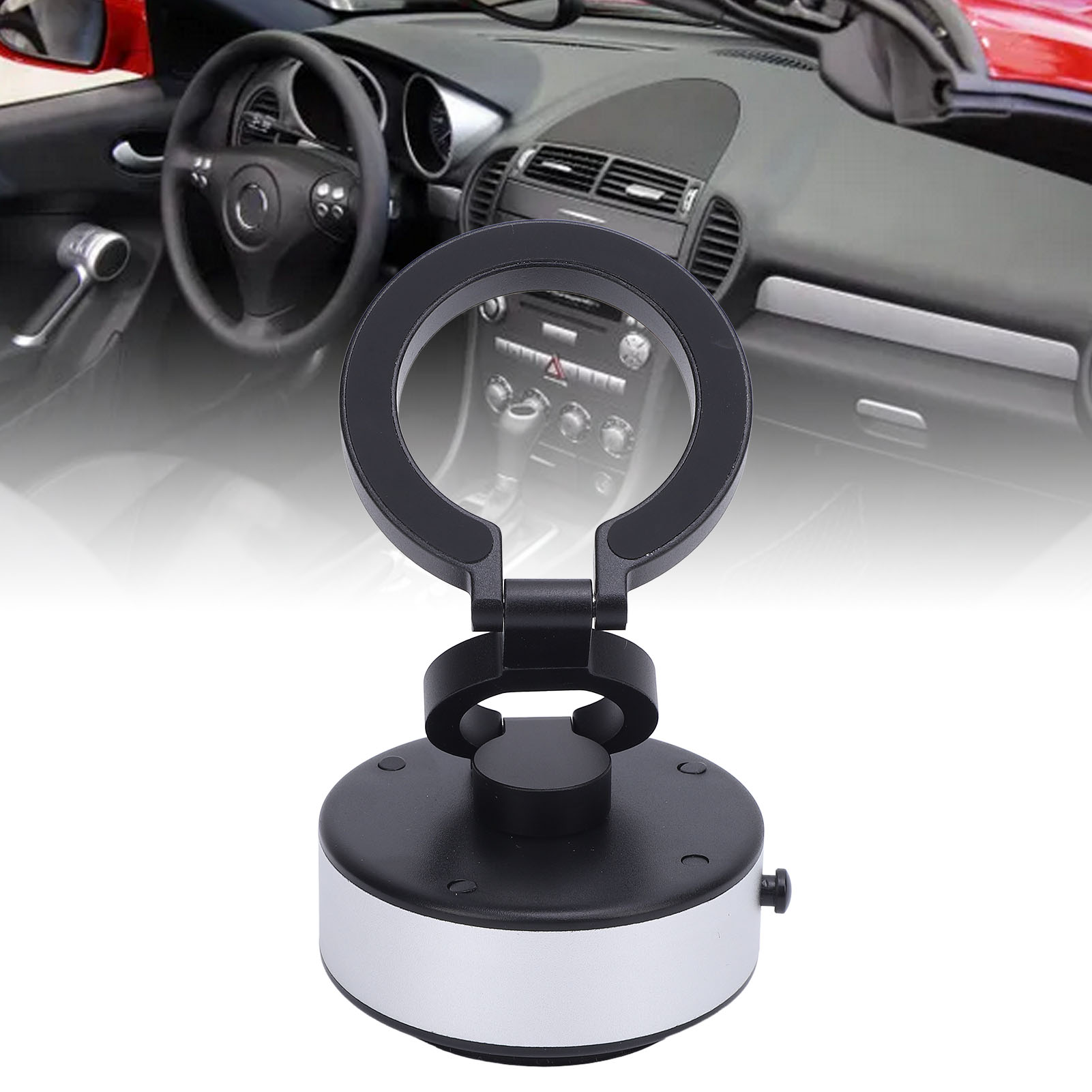 Magnetische Smartphone-halterung Halterung Für Elektroautos Und Schreibtische 360° Drehbare Vakuumsaugung 3-teilig Edelstahl Und Abs Silber