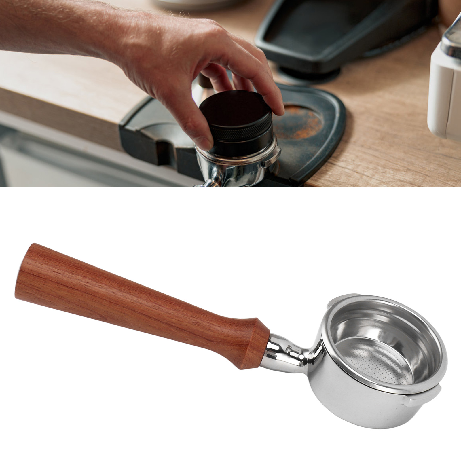 Naked 58mm Siebträger Für Gaggia Kaffeemaschinen - Brasilianisches Rosenholz F-typ, Edelstahl, Doppelohr-design, Bodenlos