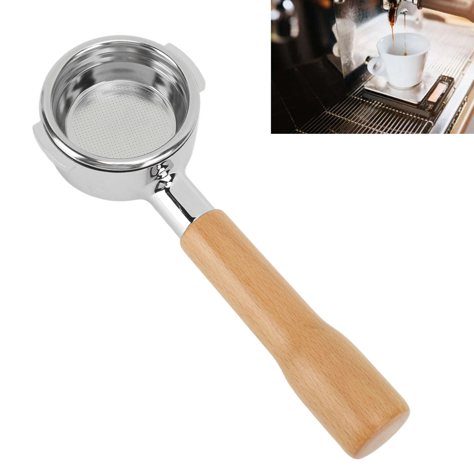 Kaffeefilterhalter, 58 Mm, Bodenlos, Aluminiumlegierung, Holzgriff, Buche, Kompatibel Mit Expobar Rocket, Faema Wega Em19m2, Gemilai Casadio Ascaso, Sanremo, La Cimbali, Bezzera Royal