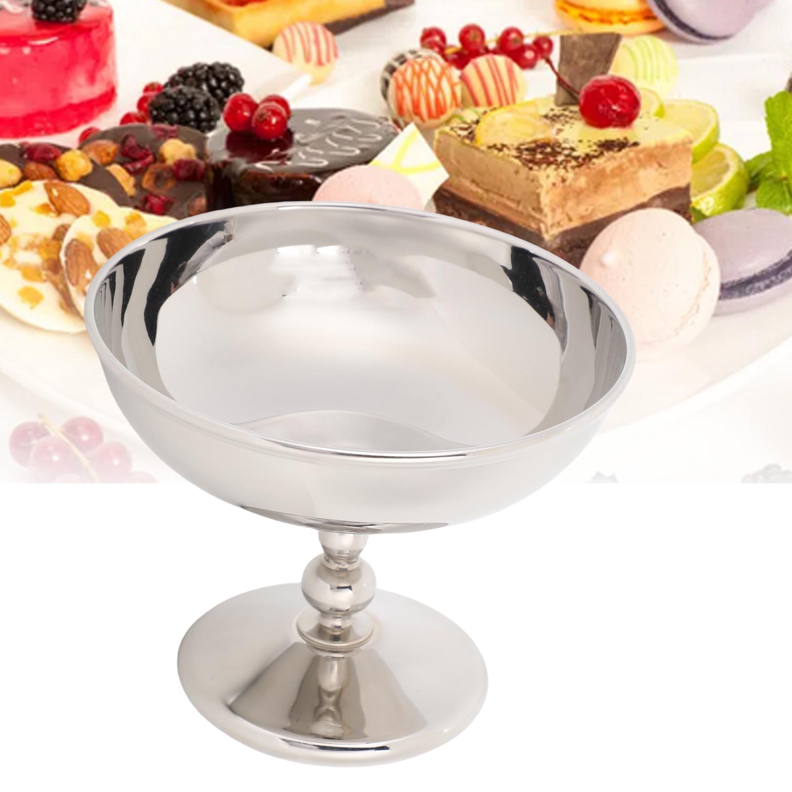 Dessertschale Aus Edelstahl 304 Mit Fuß [modell] Und Gerolltem Rand – Maße: 10,5 X 8,3 X 6,5 Cm, Farbe: Silber – 165 G – Für Eiscreme, Pudding, Joghurt, Portionen