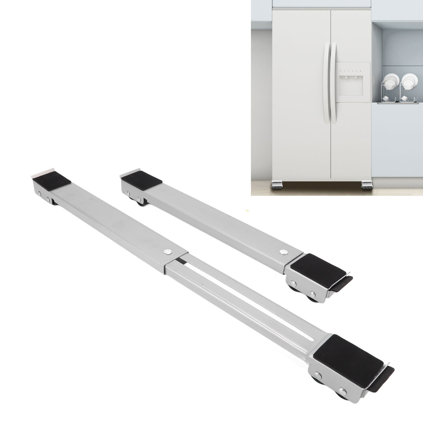 Mobiler Rollständer Für Elektrogeräte, 2er-set, Silberfarben, Material: Eisen, Maße: 45 X 5 X 4 Cm