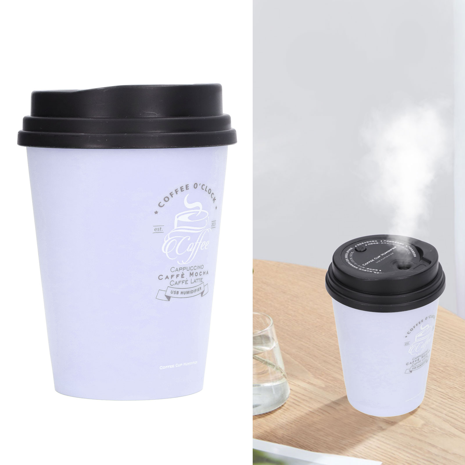 300-ml-usb-befeuchter Für Kaffeetassen – Leises Pp-modell (≤ 30 Db), Tragbar, Kompakt, Autark Für Zuhause, Büro, Auto, Lila