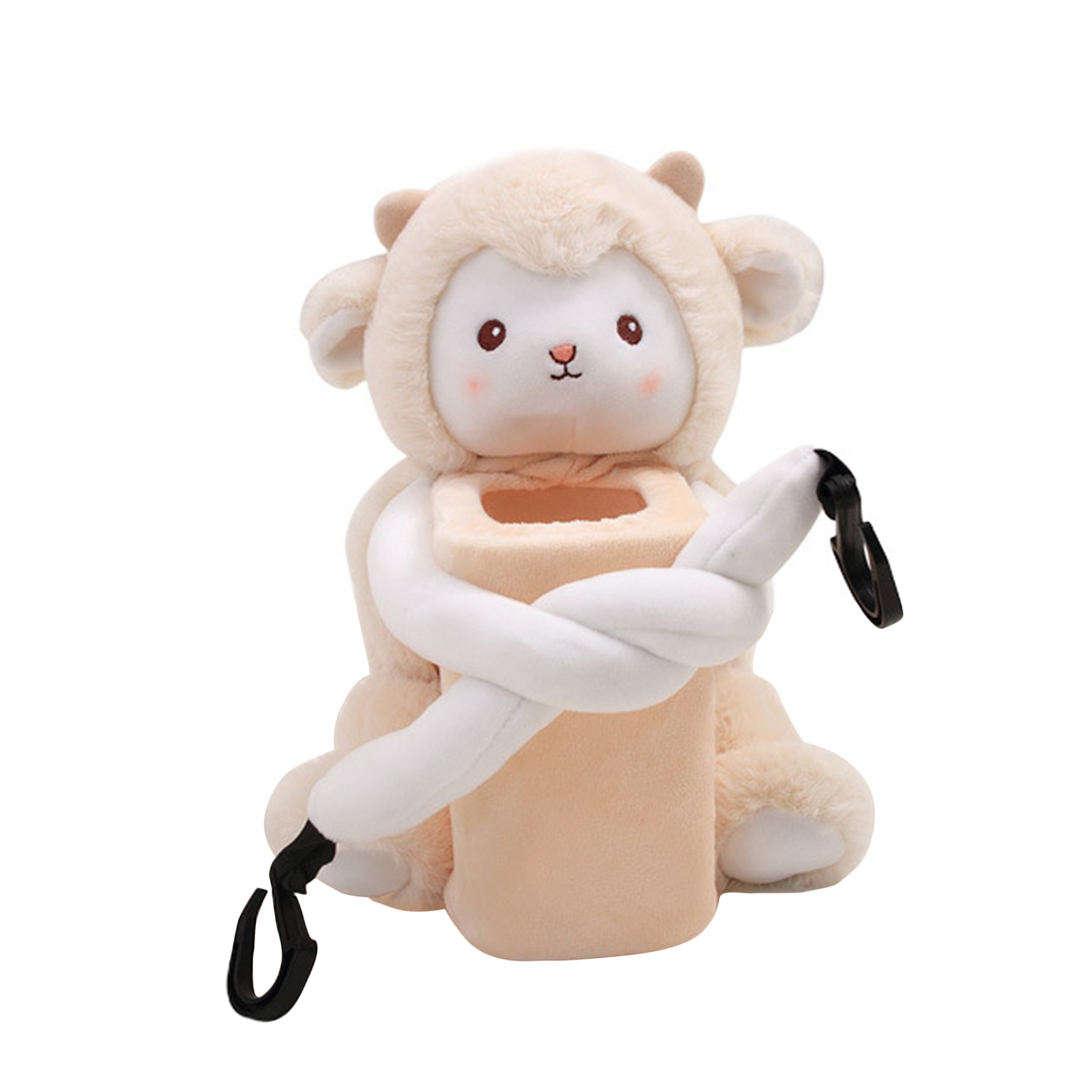 Dekorativer Plüsch-handtuchhalter Fürs Auto Mit Stauraum – Praktischer, Weicher Und Wasserdichter Organizer Fürs Auto – 30 Cm Langer Aufhängearm, 15 Cm Korbhöhe, 160 G, Weiß/rosa/beige