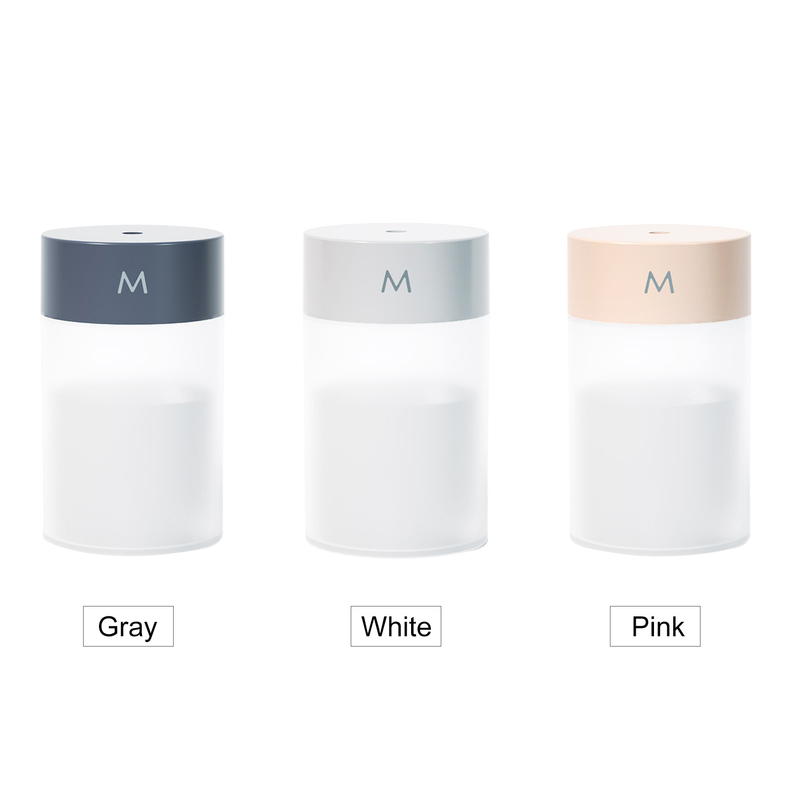 260-ml-usb-luftbefeuchter Mit Diffusor, 7-farbiger Led-beleuchtung, 4-stunden-dauerbetrieb/8-stunden-intervallbetrieb, Abschaltautomatik, Abs, Weiß/rosa/grau (11,8 X 7,2 X 7,2 Cm)