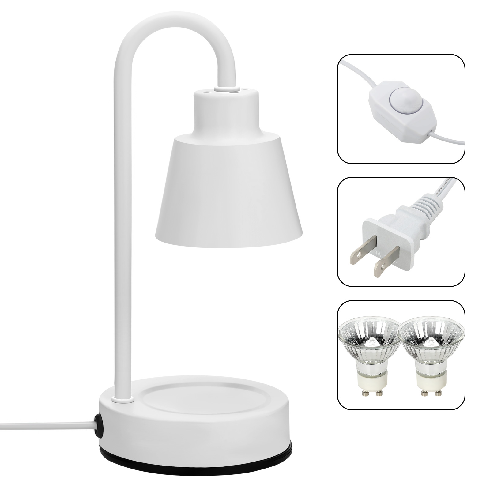 Multifunktionale Weiße Stehlampe Mit Kerzenmotiv – Retro, Dimmbar – Für Duftkerzen – Eisen, 26 X 11 Cm – 2 Leuchtmittel Inklusive