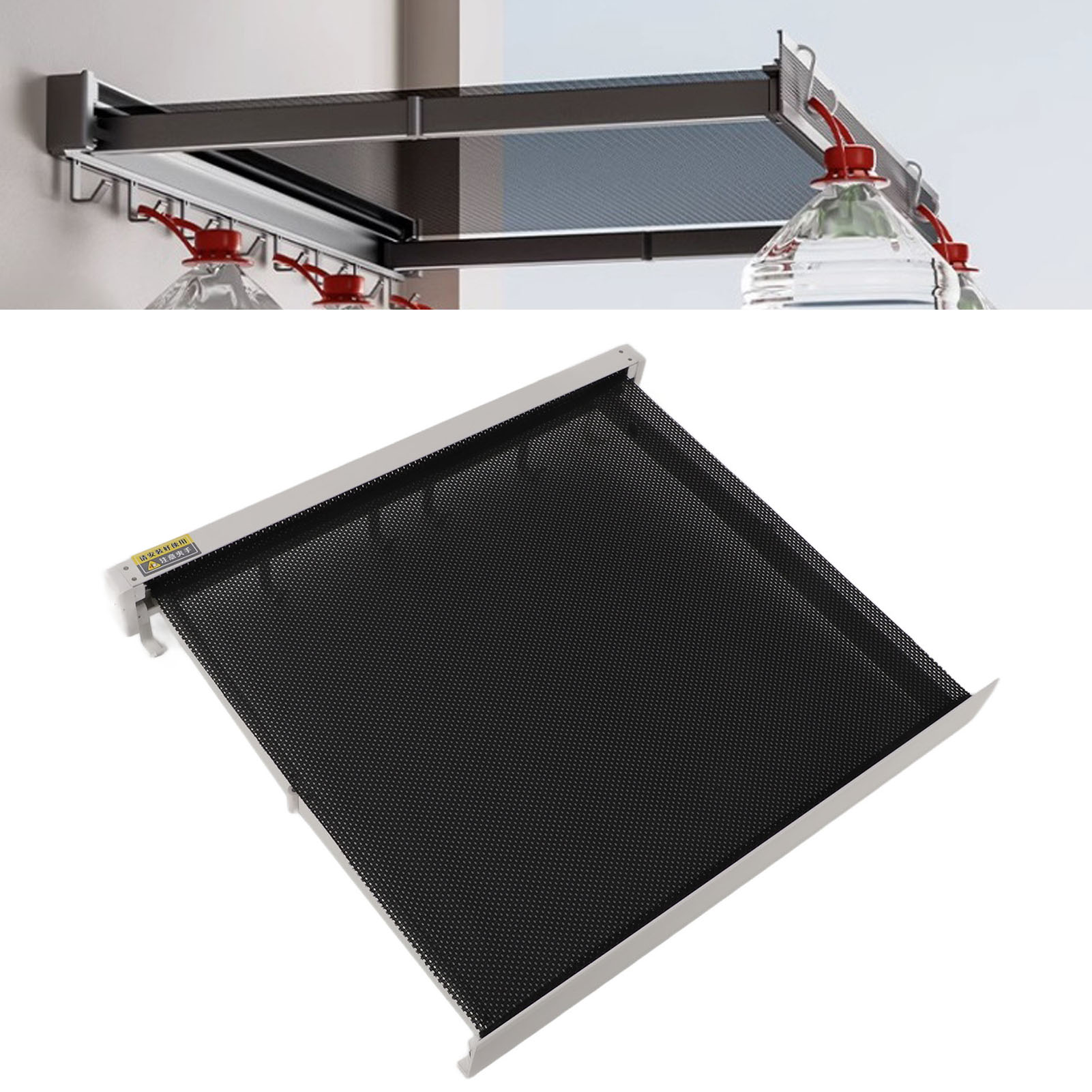 Ausziehbarer, Wandmontierter Wäschetrockner Mit Belüftungsgitter Für Terrasse Und Badezimmer – Eloxiertes Aluminium, 6 Haken, Halterung 42 X 37,8 Cm (16,5 X 14,9 Zoll)
