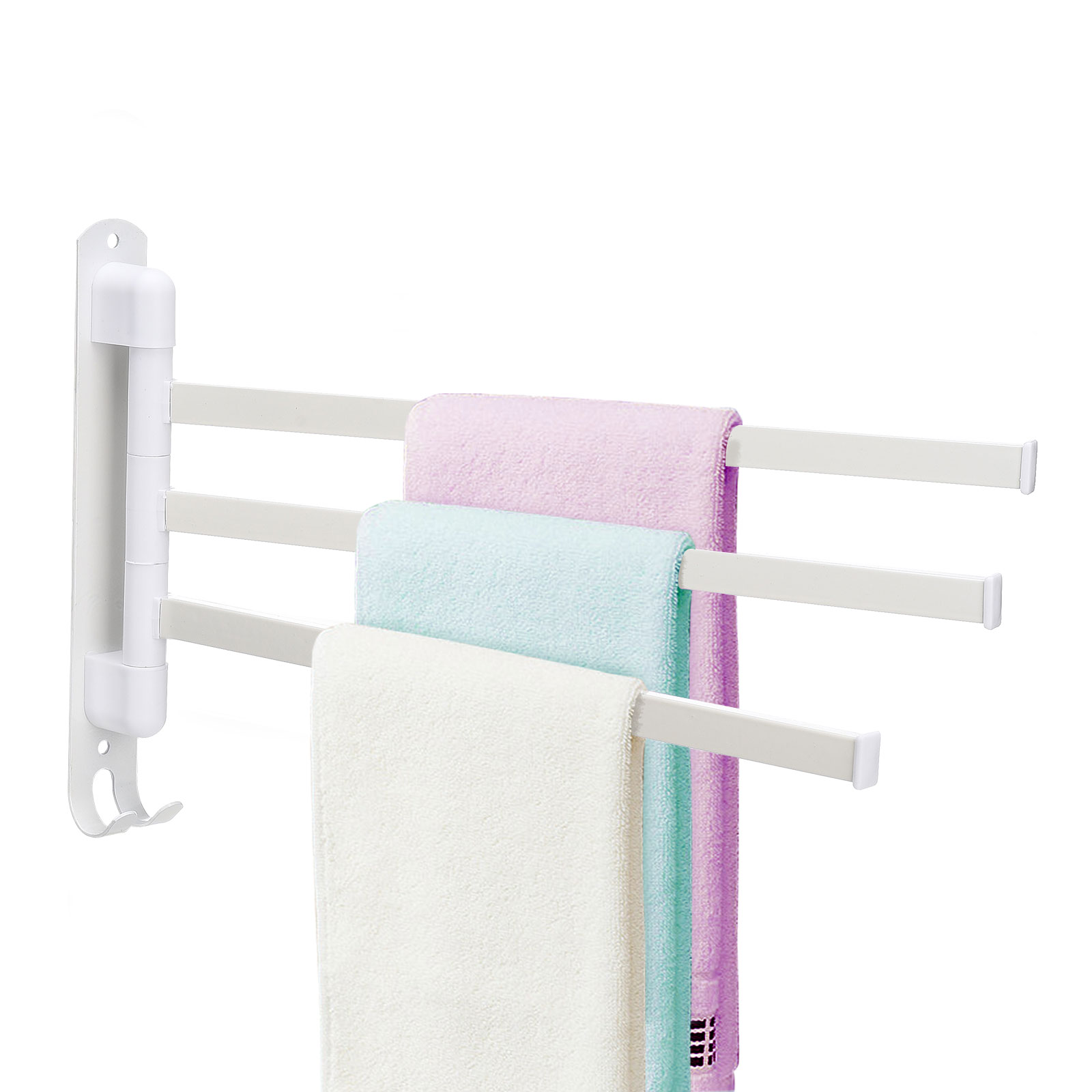 Schwenkbarer Handtuchhalter Aus Edelstahl 304, 3-armige, Schwenkbare Wandhandtuchstange, Weiß, Einfache Montage Für Platzsparende Aufbewahrung