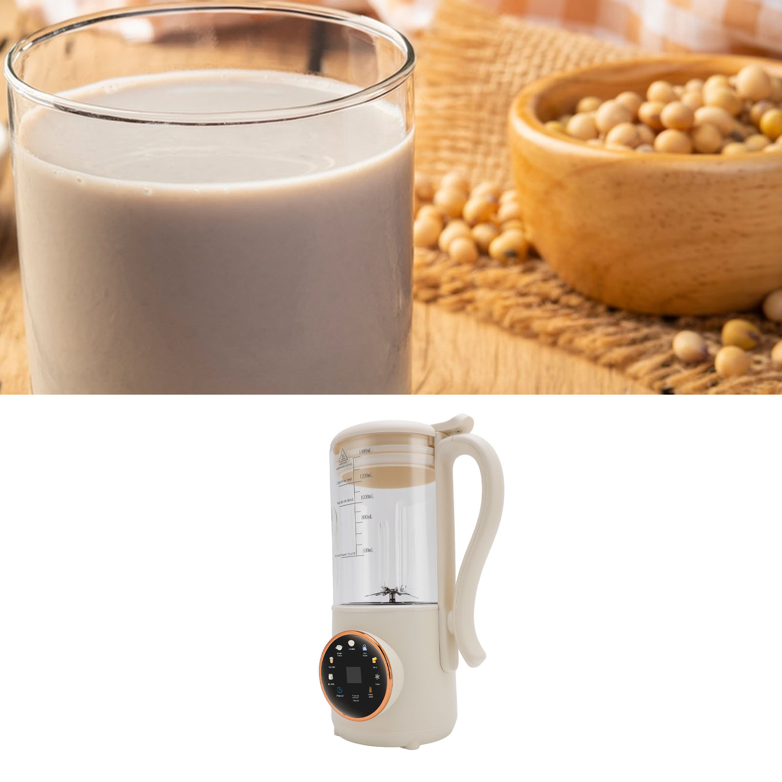 Multifunktionaler Milchbereiter Für Pflanzliche Milch, 1,4 L Sojamilchbereiter Mit Automatischer Reinigungs- Und Isolierfunktion, 600 W Für 110-v-us-stecker