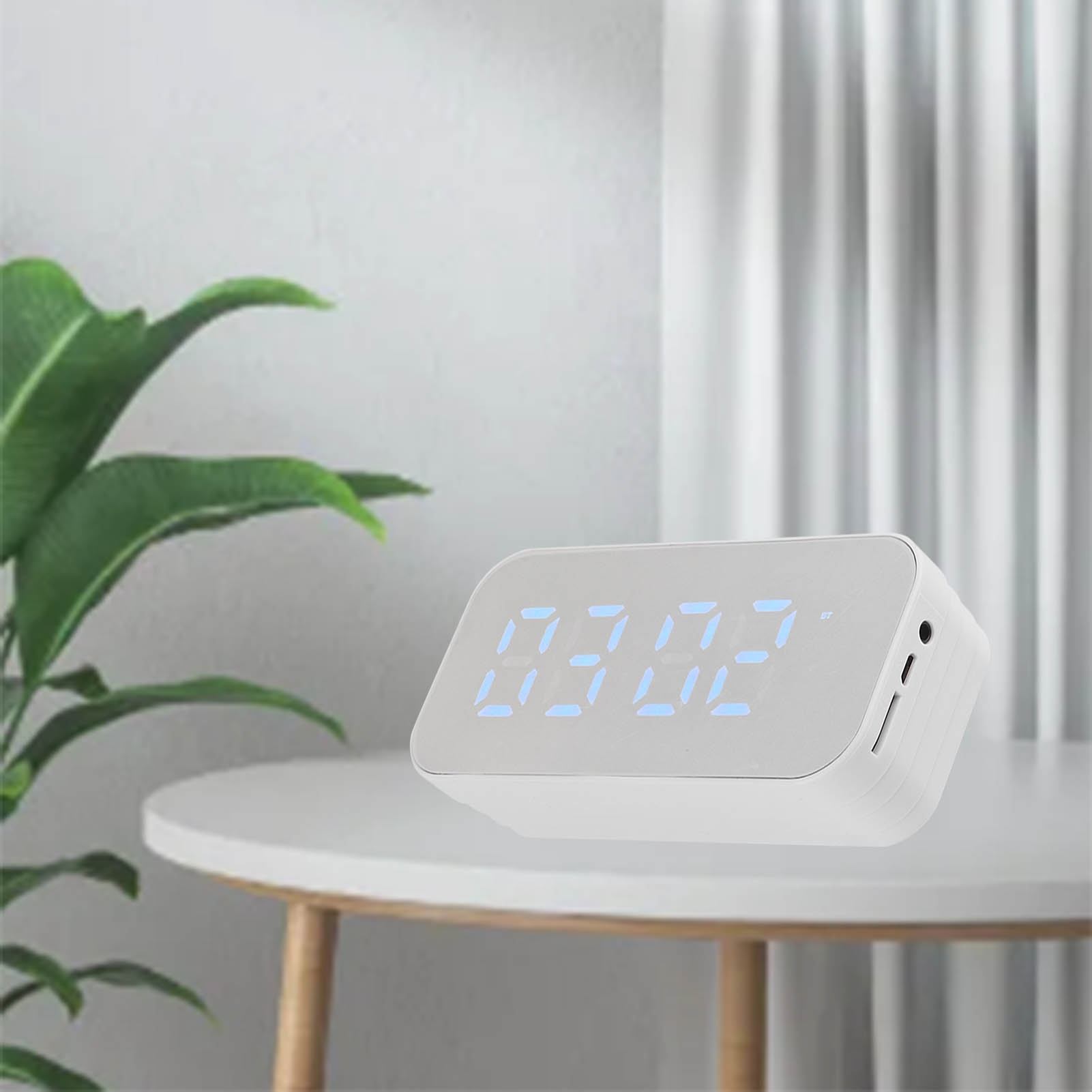 [audiogeräte] Multifunktionaler Bluetooth-lautsprecher Mit Uhr, Wecker, Hoher Leistung, Tragbar, Mini, Weiß, 14,3 Cm, 1200 Mah, Für Zuhause Und Outdoor