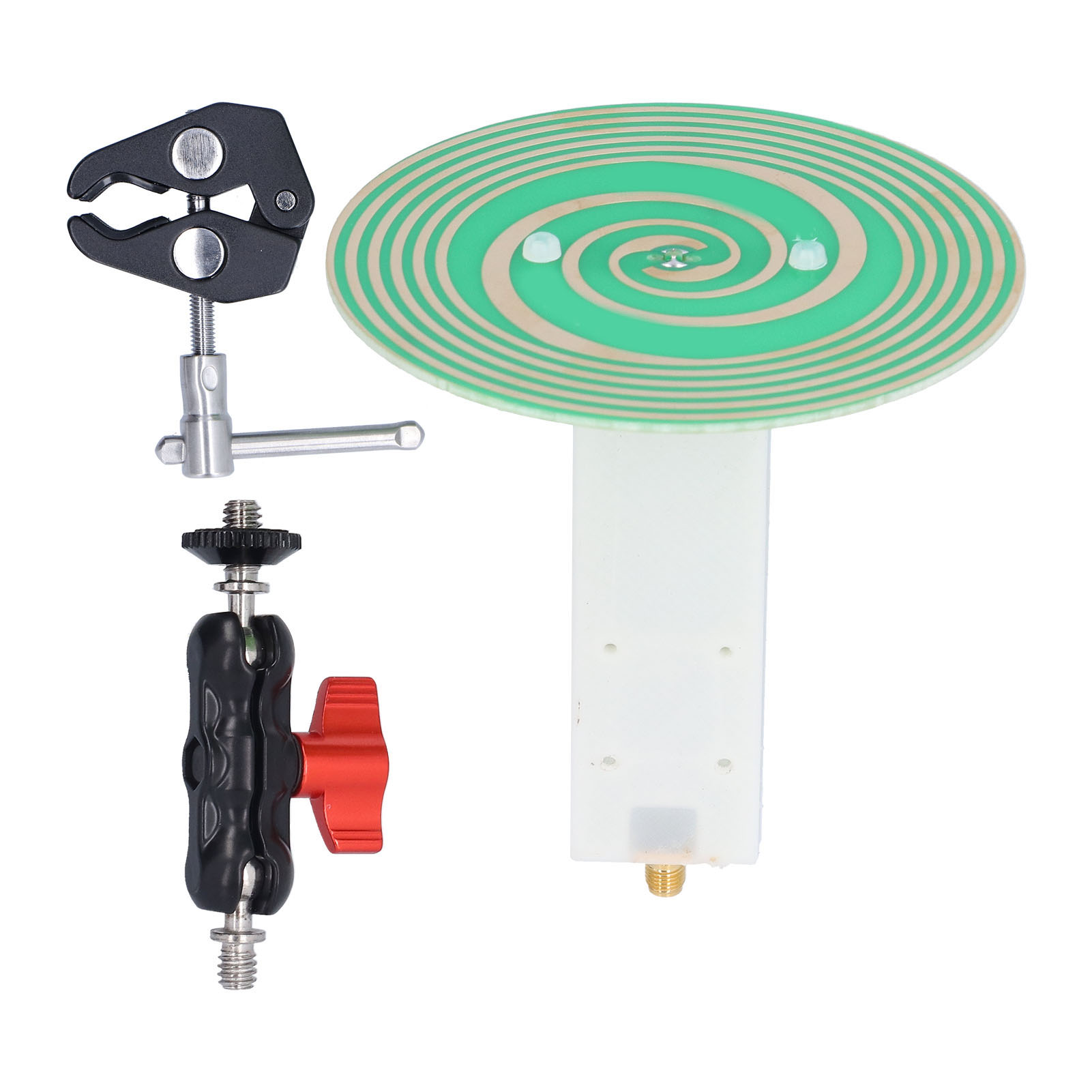 [uwb-antenne] Breitbandantenne Mit Halterung, Modell R104, 3 Dbi Zirkulare Polarisation 900 Mhz–7 Ghz, Leiterplatte – 1 Antenne + 2 Montageclips