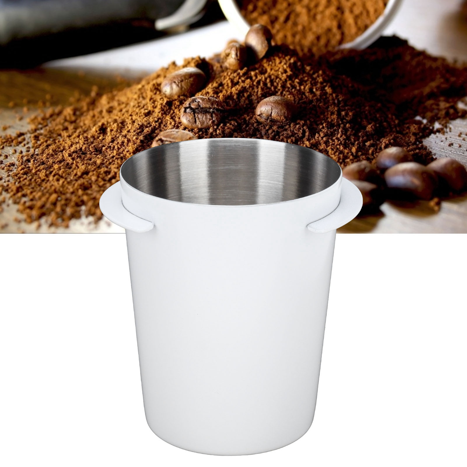 58-mm-kaffeedosierer Aus Edelstahl Mit Griff, Dosierzubehör Für Kaffeemaschinen – Weiß