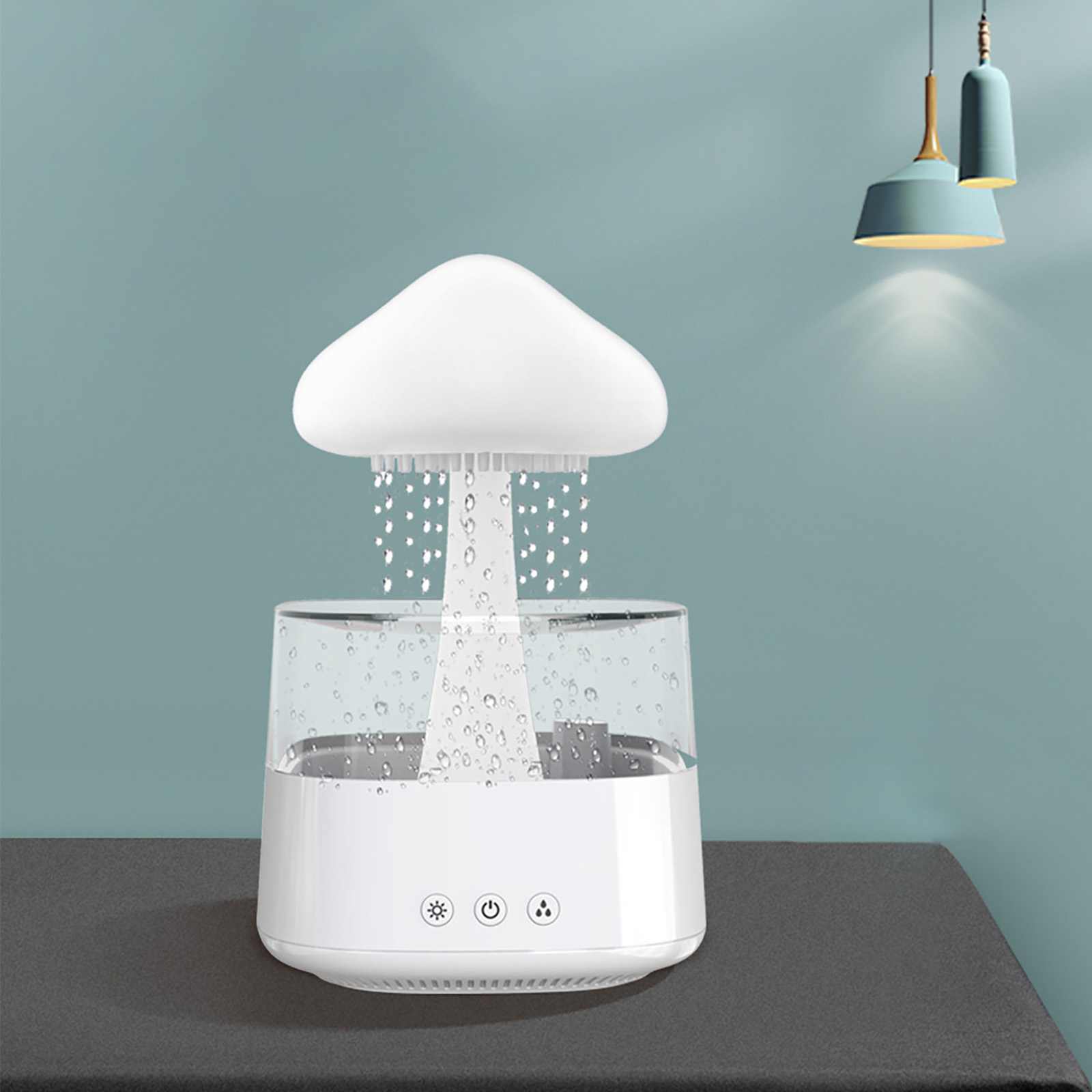 Tragbarer Luftbefeuchter Mit Aromaregenwolken-funktion – Kreatives Design Mit 7 Leds Und Fernbedienung, Für Zuhause, Büro Oder Reisen (weiß Oder Braun, 26 X 16 X 16 Cm)