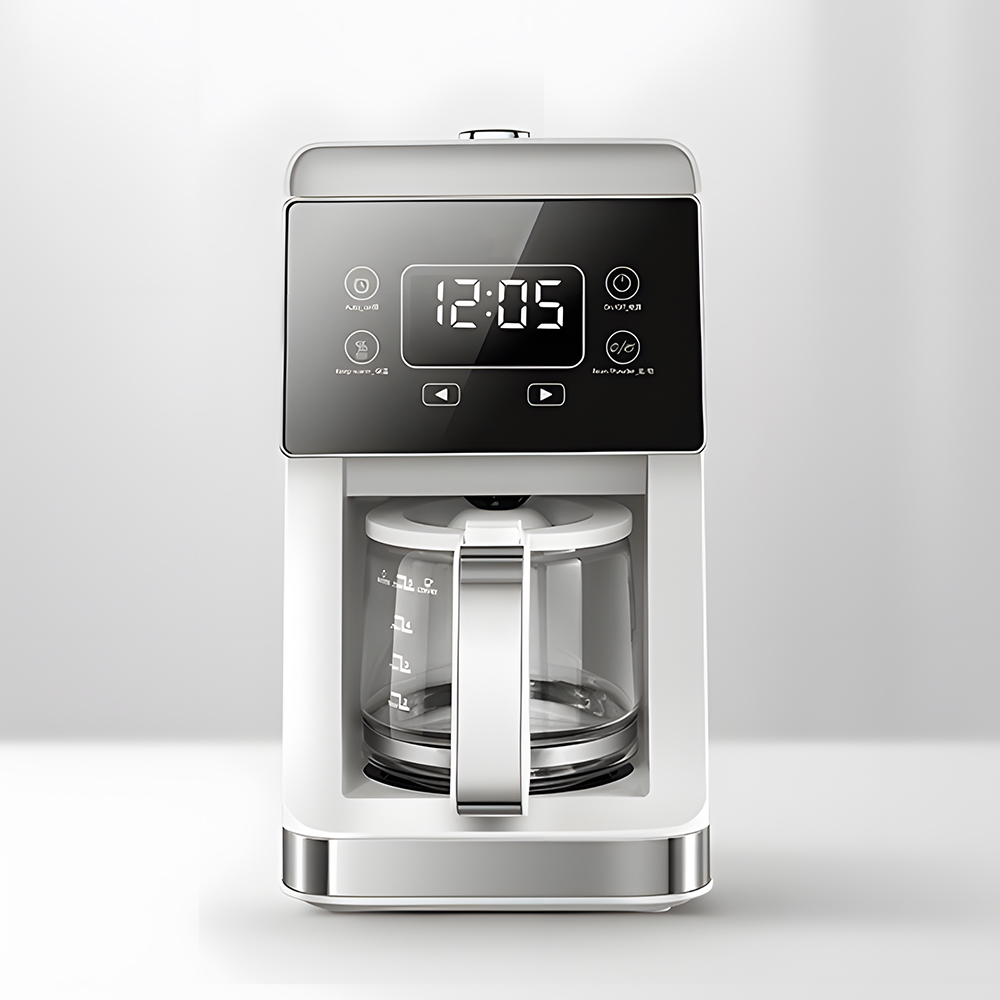 Filterkaffeemaschine Für 5–10 Tassen Mit Integriertem Mahlwerk, 780-ml-kaffeekanne, Temperaturhaltung, Weißes Pp-borosilikatglas