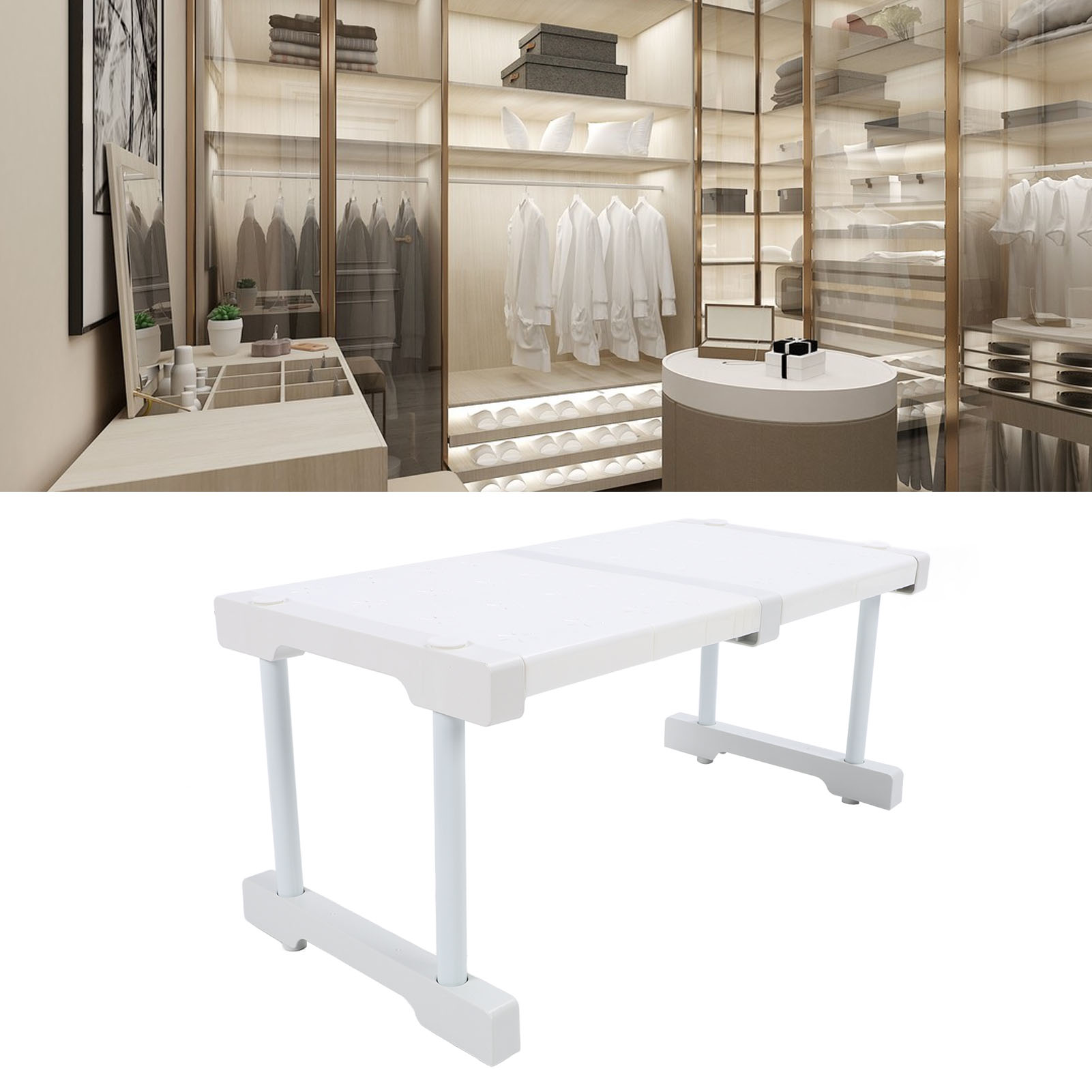 Ausziehbares Schrankregal – Diy-aufbewahrungsorganizer – Raumteiler Für Bad/ankleidezimmer – Breite 24 Cm, Höhe 32 Cm, Ausziehbare Länge 37–48 Cm