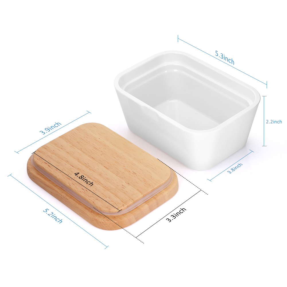 Luftdichte Butterdose Mit Holzdeckel [wiederverwendbare Aufbewahrungsbox] 250 G, Aus Robustem Melamin Mit Geruchsdichter Gummidichtung
