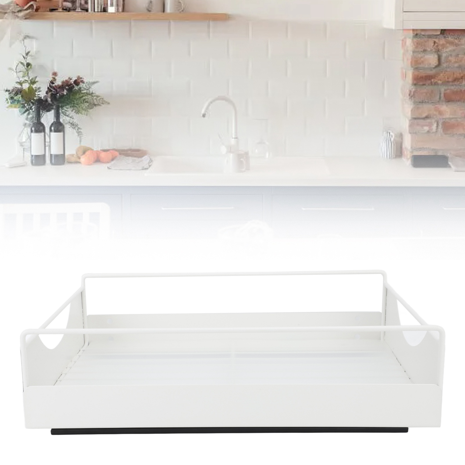 Ausziehbarer Kleiderschrank-organizer – Kohlenstoffstahl – Abmessungen 302 X 401 X 115 Mm – Weiß – Selbstklebend Und Geräuschlos Verschiebbar