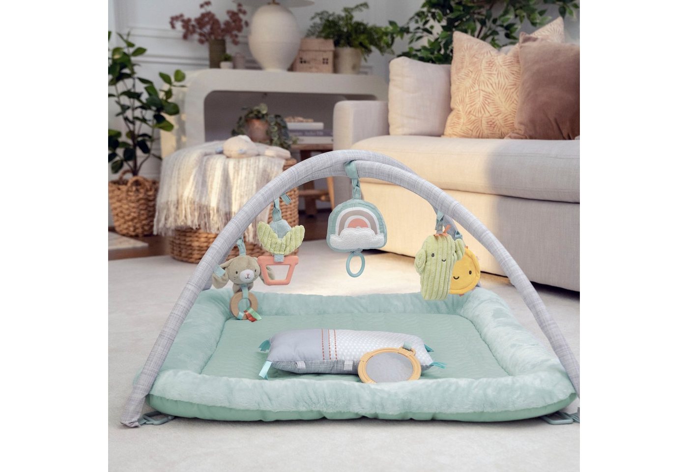 Ingenuity Calm Spring Extra Soft Baby Play Mat With 6 Detachable Sensory Toys