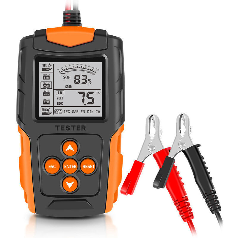12v/24v Batterietester – Lcd-digitalanalysator – Verpolungs- Und Überspannungsschutz – Orange