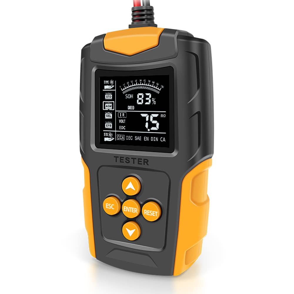 12v/24v Batterietester – Lcd-digitalanalysator – Verpolungs- Und Überspannungsschutz – Gelb