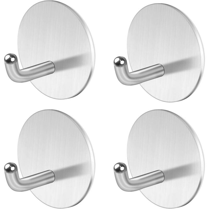 Set Mit 4 Selbstklebenden Edelstahl-wandhaken, Handtuchhaken, Kein Bohren Erforderlich, Selbstklebende Haken