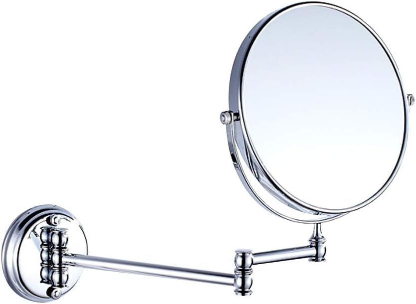Doppelseitiger, An Der Wand Montierter Schminkspiegel, Runder Schminkspiegel, Um 360° Drehbar (silber).