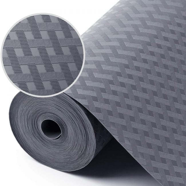 Schubladenmatte/antihaft-schutzmatte Mit Grauen Kreuzstreifen, 45 Cm X 300 Cm.