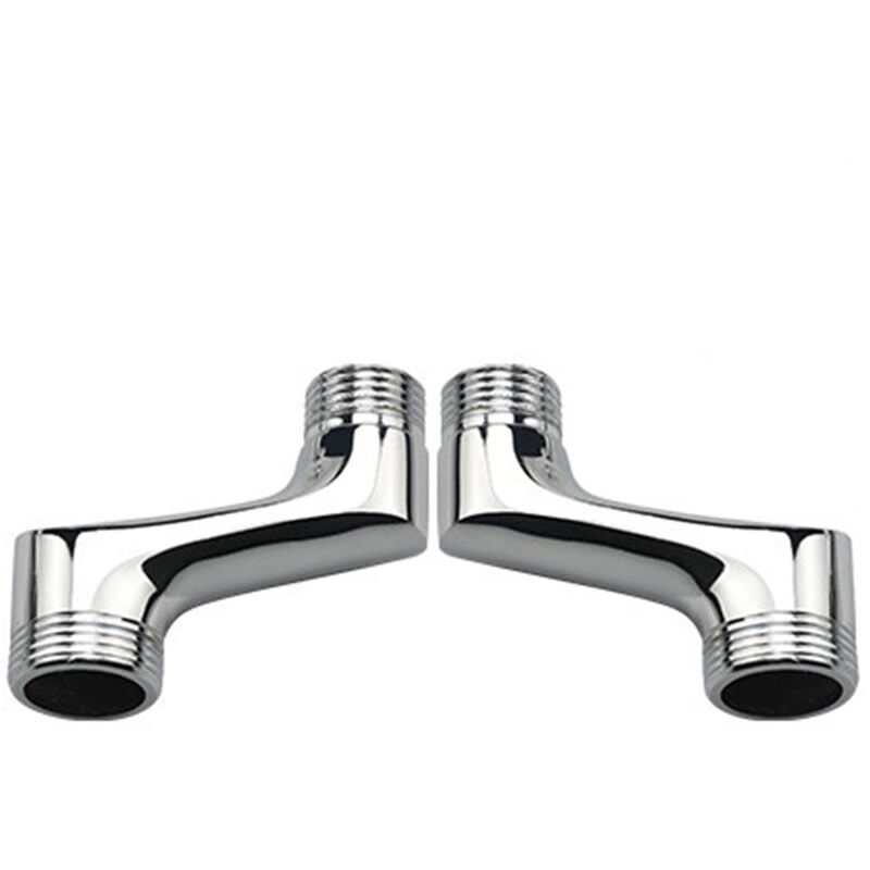 Set Mit 2 Duschwinkelverschraubungen – Verchromtes Messing – Silber – (59 Mm Breit)
