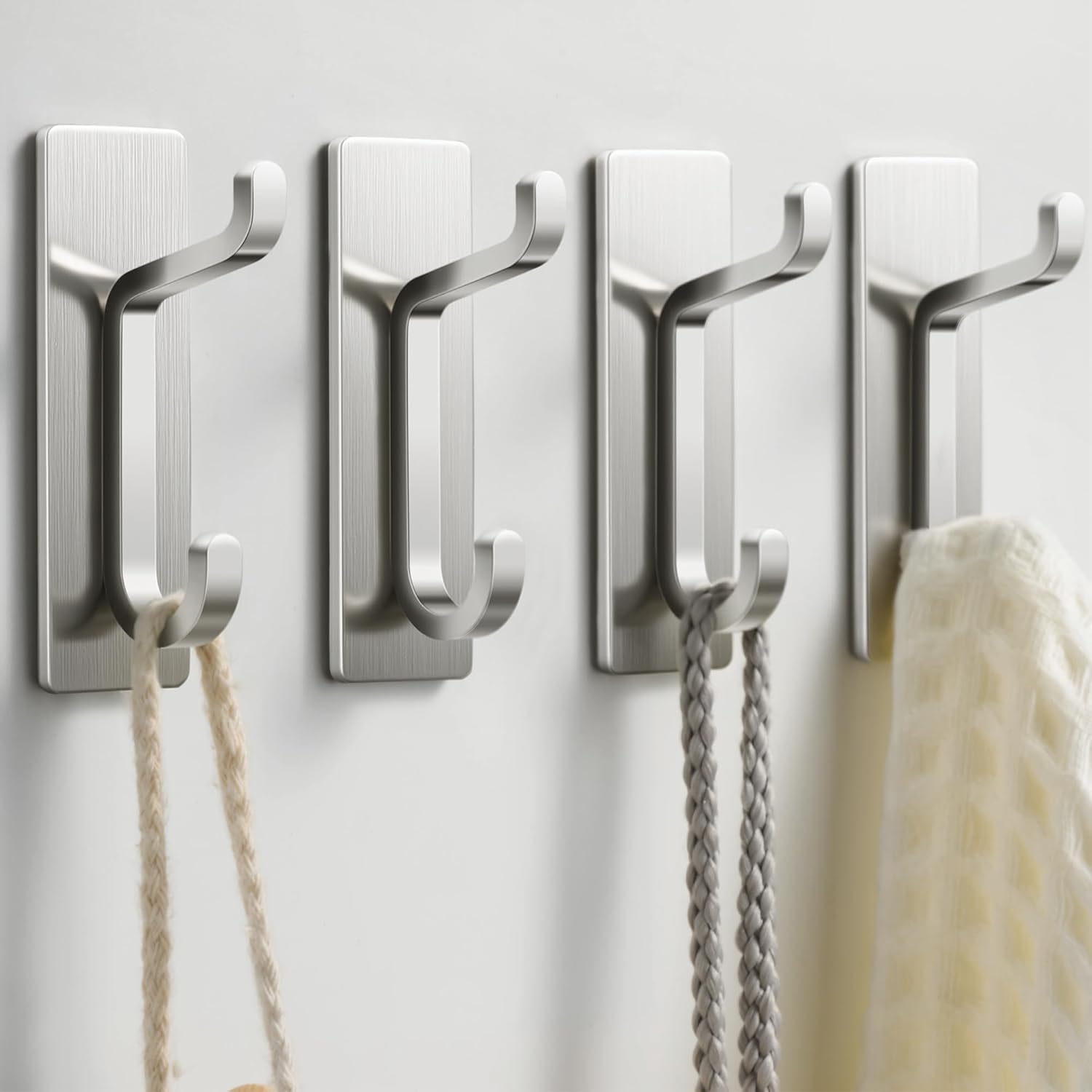 Wandhaken Für Jacken Und Handtücher: Extrem Starke Klebeaufkleber Zur Befestigung An Einer Tür (silber, 4er-set)