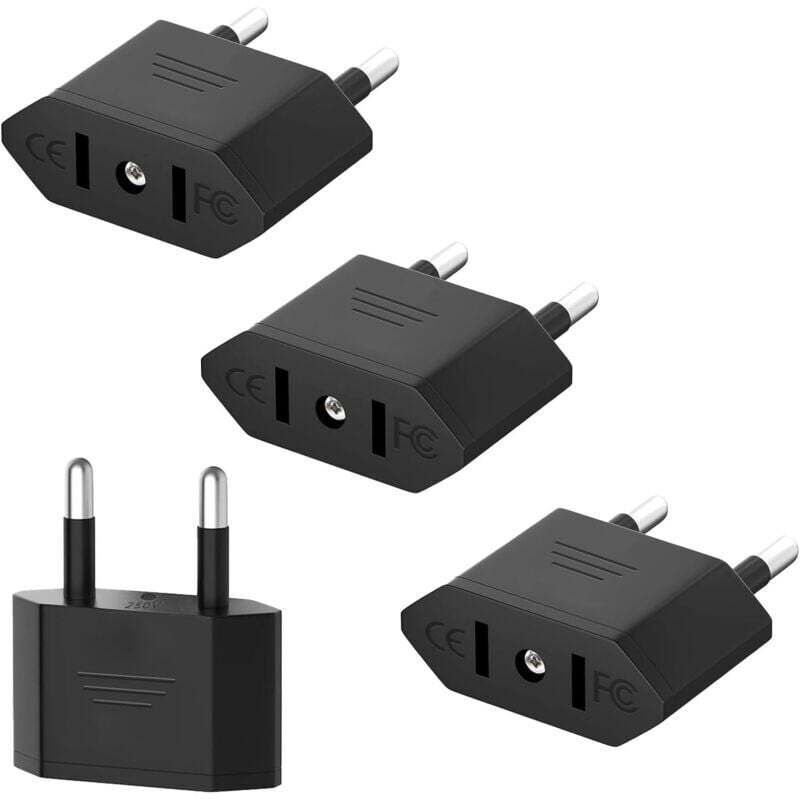 Set Mit Vier Europäischen Standardsteckeradaptern, Us-zu-europa-netzadapter, Reiseadapter (schwarz)