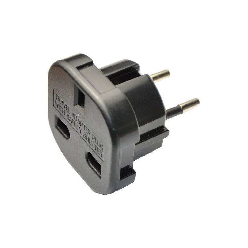 Reiseadapter (3-polig) Für Großbritannien Und Die Eu – 220–240 V Kompatibel – Schwarz Für Britische Geräte – Standard-eurostecker