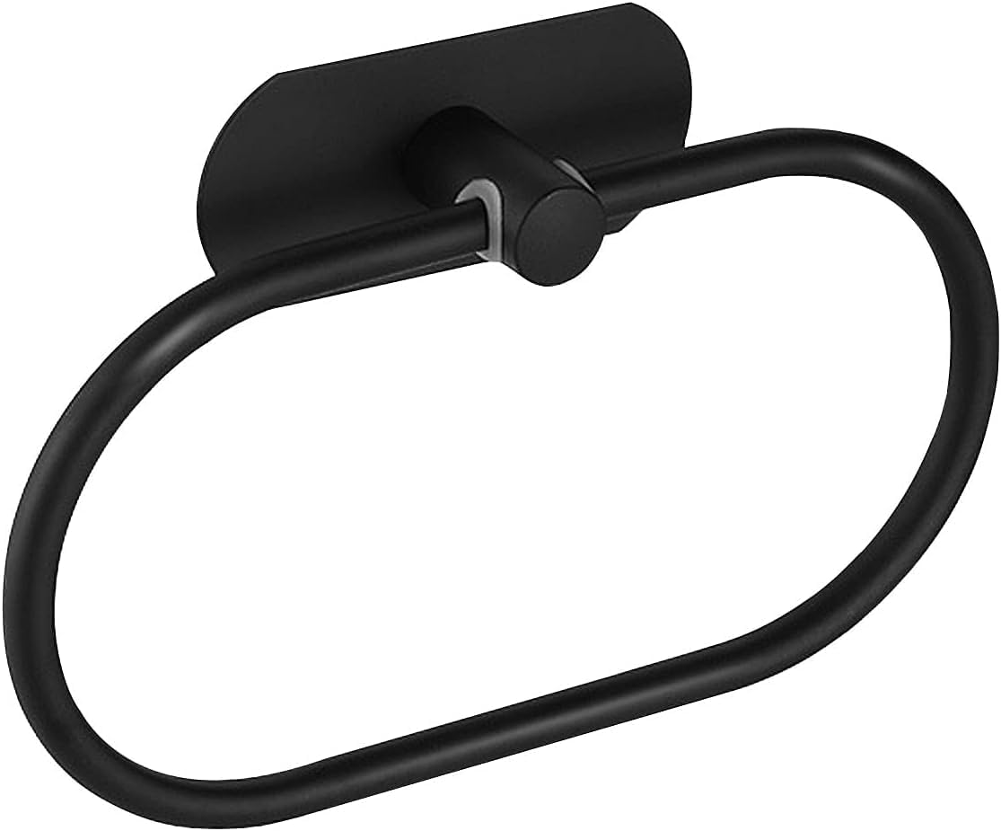 Handtuchhalter Fürs Badezimmer, Selbstklebende Handtuchringe, Oval (schwarz), Kein Bohren Erforderlich