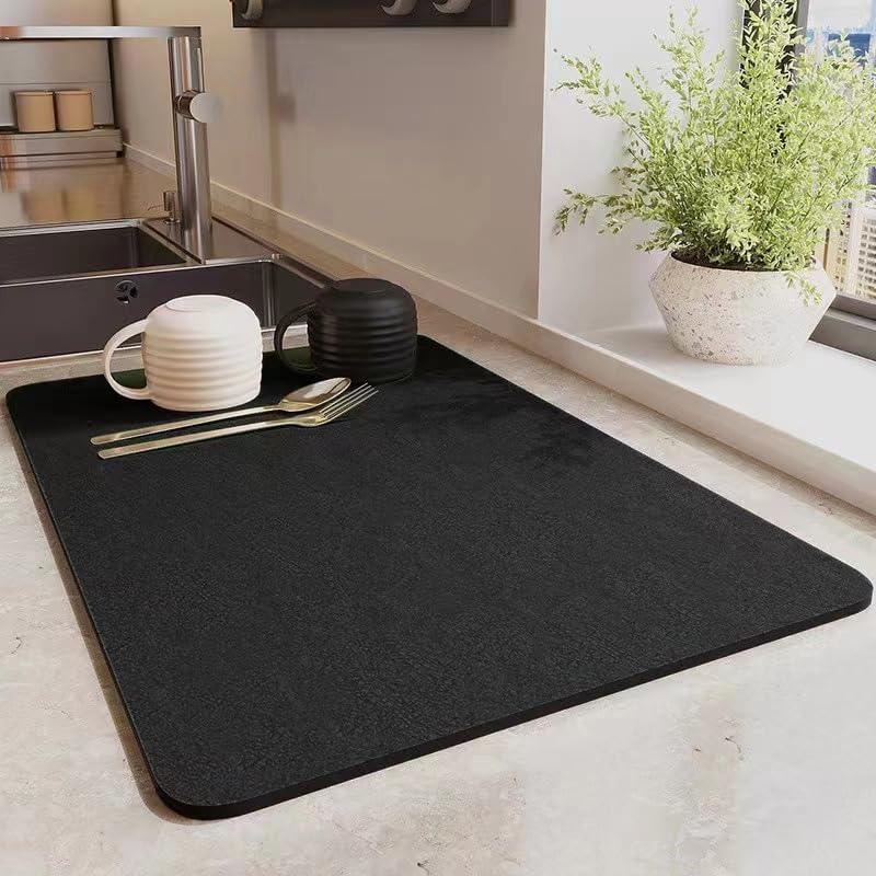 Super Saugfähige Und Schnell Trocknende Matte, 30x40cm, Leicht Zu Reinigen (schwarz).