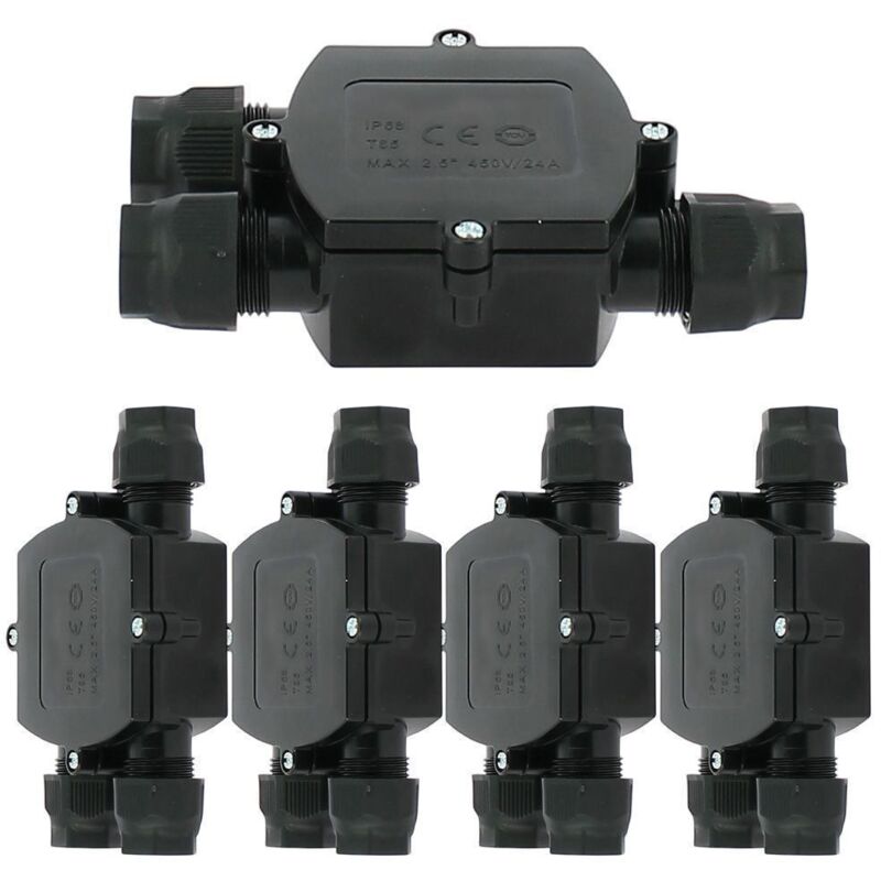 Packung Mit 5 Wasserdichten 3-wege-verbindungsdosen – 5- Bis 10-mm-kabelanschlüsse – Abmessungen 115 X 79 X 31 Mm – Schutzart Ip68