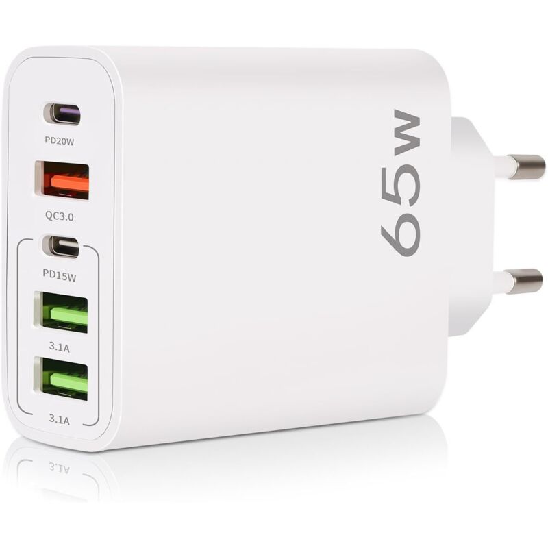 Usb-c-ladegerät, 5-port 65w Usb-c-ladegerät, Kompatibel Mit Qc 3.0 Smart Fast Charging.