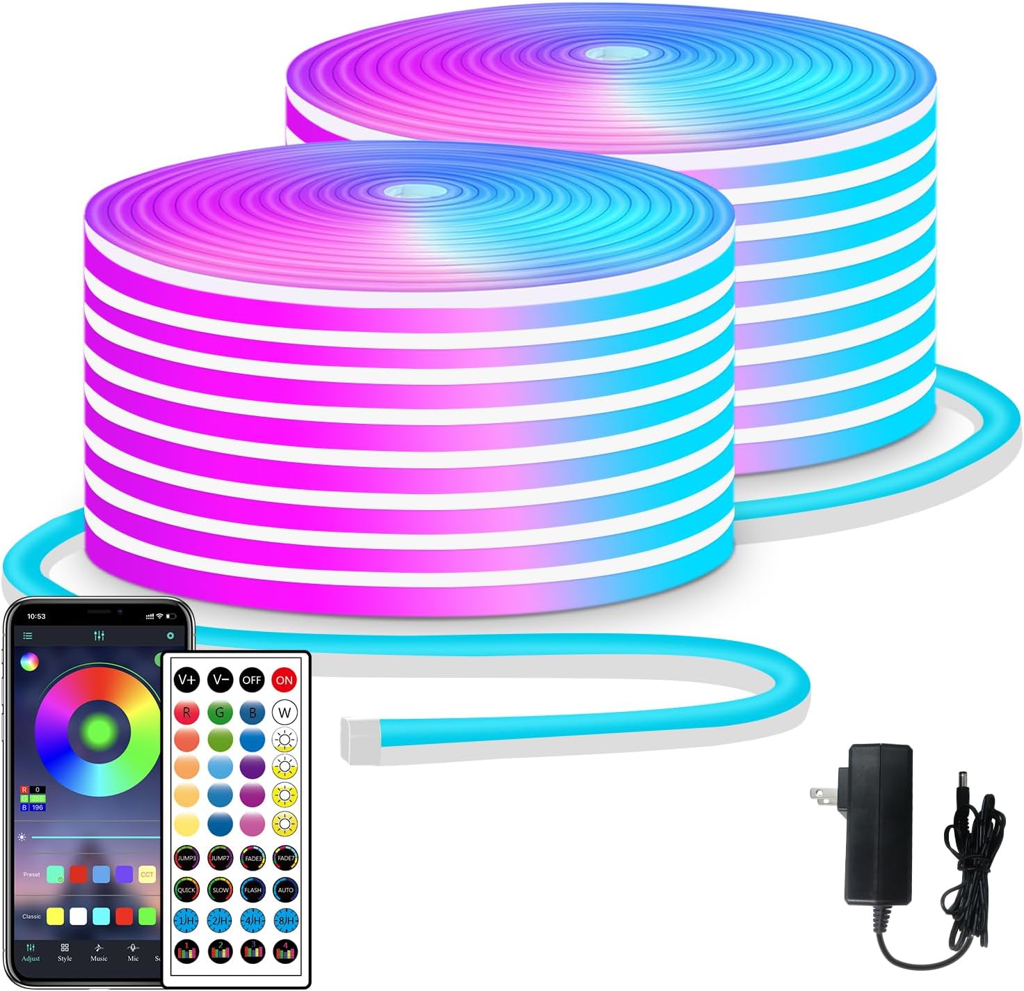 Neon-led-streifenlicht, 15 Meter - 900 Led-perlen, Geeignet Für Den Innen- Und Außenbereich, Wasserdicht.