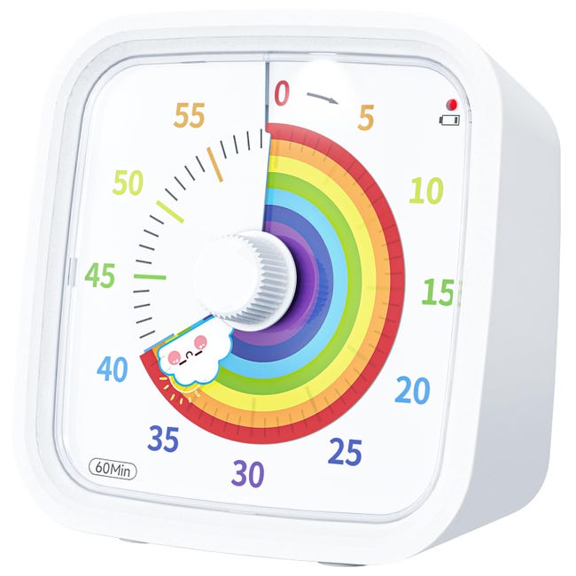 Regenbogen-visual-timer Mit Schutzhülle, Regenbogen-timer Für Kinder, 60-minuten-countdown-timer Für Kinder Und Erwachsene