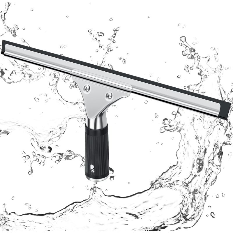 Professioneller Fensterabzieher, Edelstahl-fensterabzieher Mit 30 Cm Langem Abziehblatt, Zum Reinigen Und Trocknen Von Glas, Fliesen Und Fenstern, Um Alle Wasserspuren Zu Entfernen (schwarz)