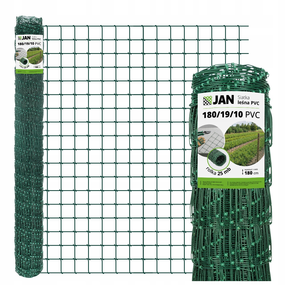 Waldzaun Aus Geknotetem Drahtgeflecht, 180/19/10 M, Grün, 180 Cm Hoch, Feuerverzinkt Und Pvc-beschichtet, 25 M Rolle, 19 Horizontale Drähte, Schutzzaun Für Wildtiere