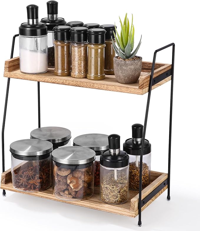 2-stufiges Gewürzregal, 2-stufiges Aufbewahrungsregal, Kaffeeecken-aufbewahrung, Arbeitsplatten-organizer, Aufbewahrungsregal Für Küche, Esszimmer, Büro