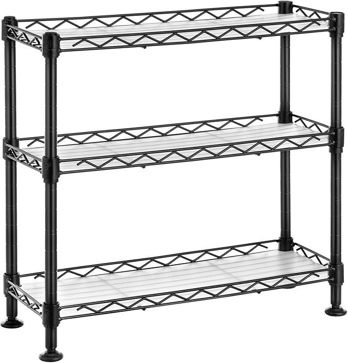3-stufiges Gewürzregal, Küchenregal Aus Metall Mit Kunststoffplatten, Aufbewahrungsregal, Höhenverstellbare Regale, 40 X 15 X 39,5 Cm, Schwarz