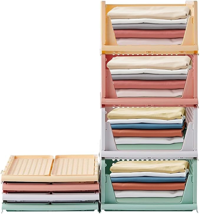 4-teiliger Kleiderschrank-organizer Aus Kunststoff, Faltbar Und Stapelbar, Mit Schubladeneinsatz Für Kleiderschrank, Ankleidezimmer Und Schlafzimmer
