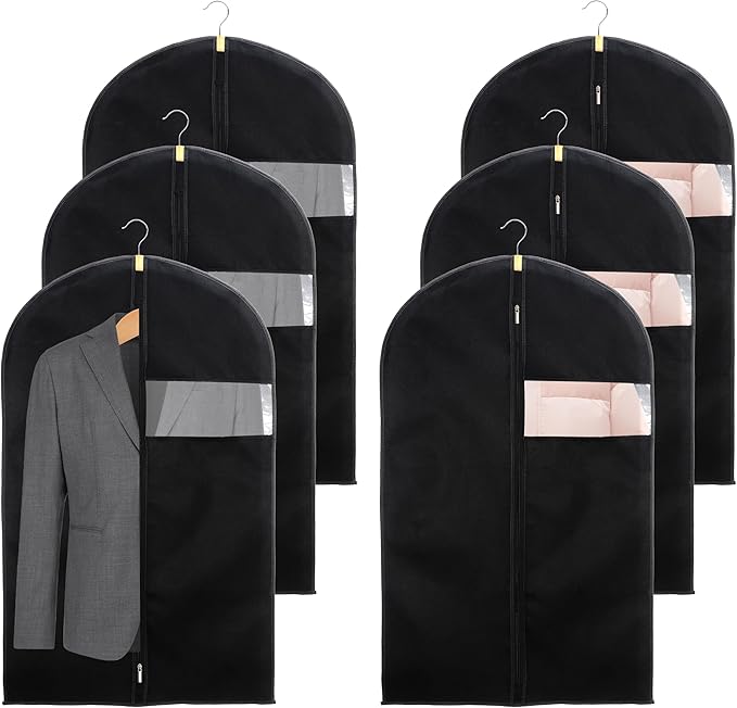 6-teiliges Set Hängender Kleidersäcke Aus Vliesstoff, 60 X 100 Cm, Staubdicht, Mit Sichtfenster Und Reißverschluss Für Hemden, Anzüge, Jacken Und Kleider