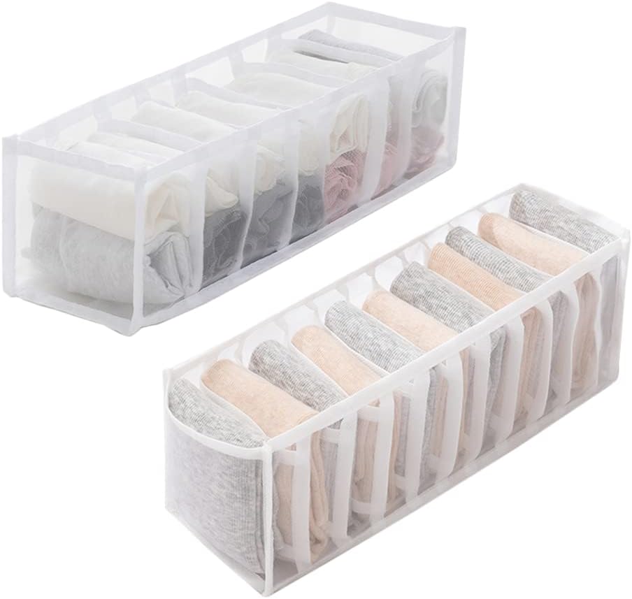 2-teiliger, Faltbarer Schubladenorganizer, Aufbewahrung Für Socken, Unterwäsche, Babykleidung, Krawatten (weiß)