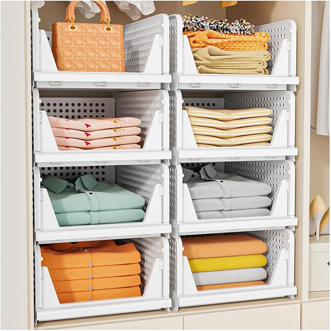 5er-set Aufbewahrungsboxen Für Kleidung, Faltbare Schubladen Und Kleiderschrank-organizer, Stapelbare Aufbewahrungsboxen Für Kleiderschrank, Aufbewahrungsboxen Für Badezimmer, Küche, Waschküche, Weiß