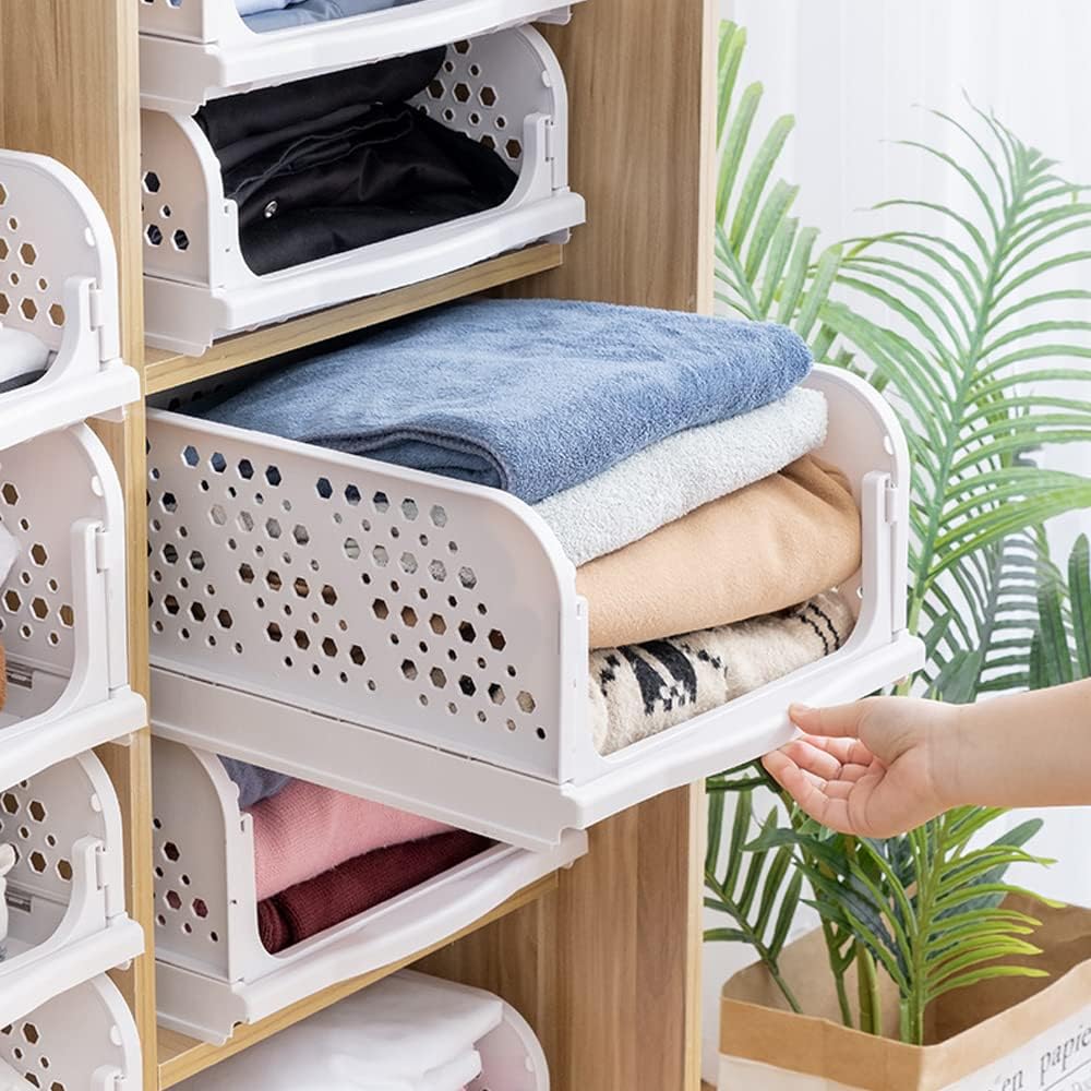 3-teiliger Stapelbarer Schubladenorganizer, 42,5 X 34 X 18,5 Cm, Kunststoff-schubladenschubladen-aufbewahrungstasche Für Kleidung, Weiß