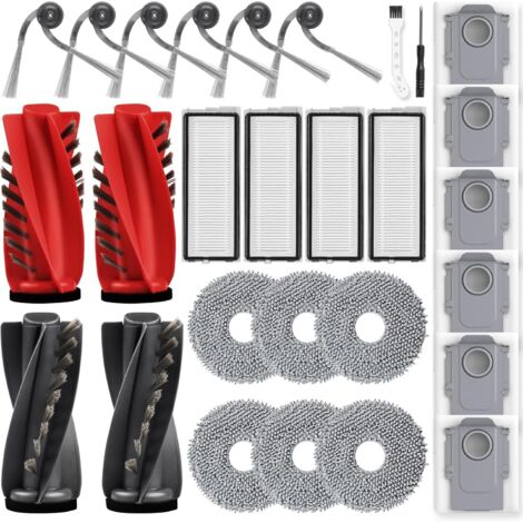 28-teiliges Zubehörset Für Roborock Qrevo Curv/qrevoc Saugroboter, Bestehend Aus 2 Paar Hauptbürsten, 6 Reinigungstüchern, 4 Filtern, 6 Staubbeuteln, 6 Seitenbürsten Und 1 Staubbürste.