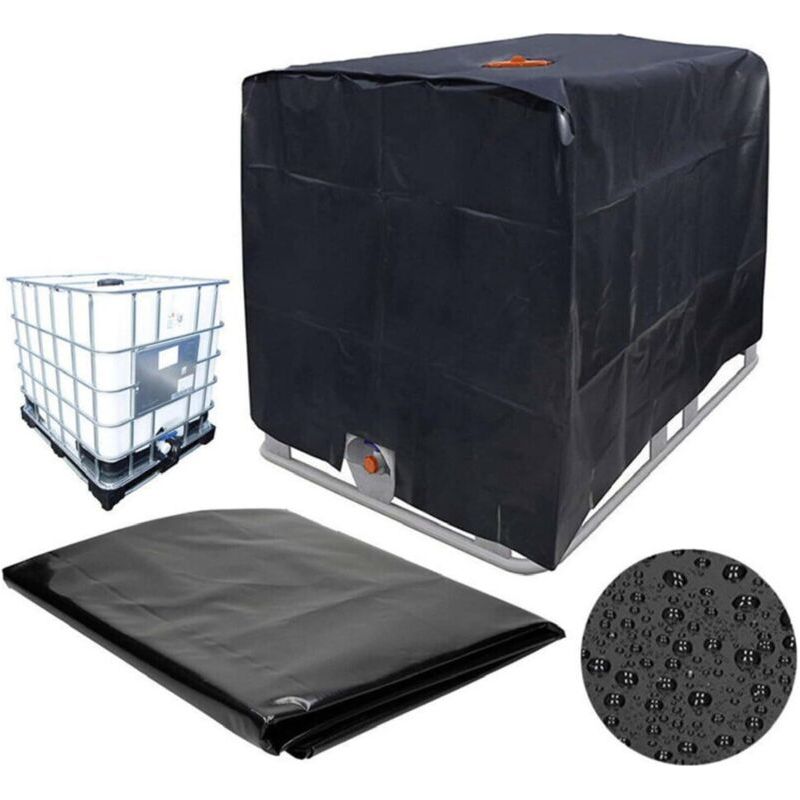 Ibc-tankabdeckung (1000 L) – Strapazierfähiges 210d Oxford-gewebe – Uv- Und Algenschutz – Maße: 120 X 100 X 116 Cm – Schwarz