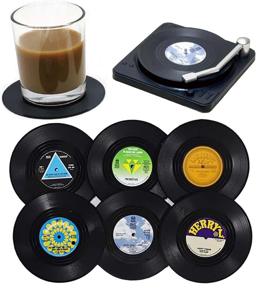 6er-pack Untersetzer In Schallplatten-/cd-form, Retro-tischsets Für Heiße Und Kalte Getränke, Rutschfest – 10,4 Cm (4,1 Zoll)